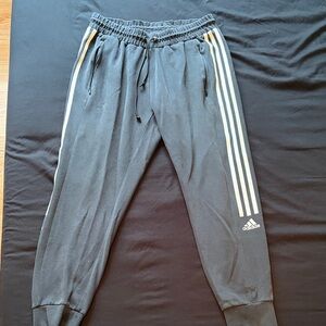 Adidas Kids Black Joggers with White Stripes